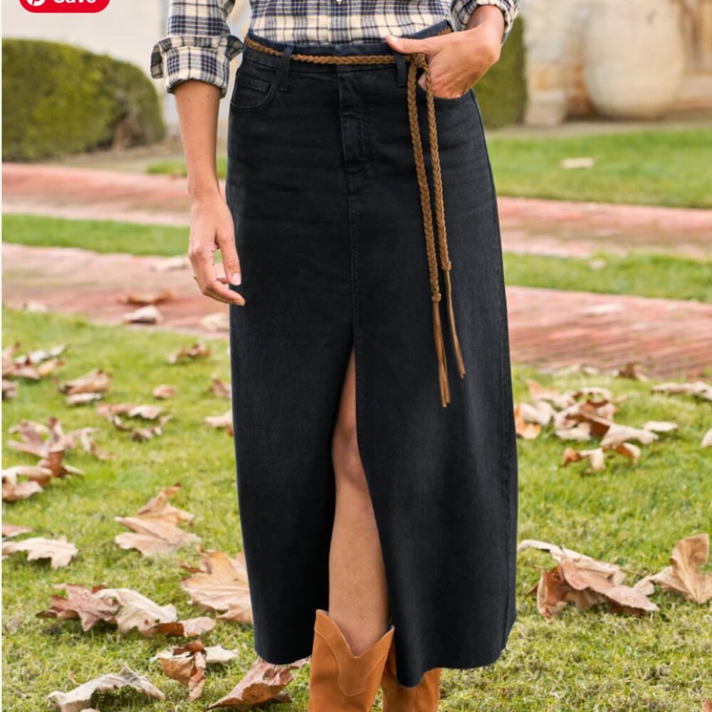NWOT 27 Frank & Eileen Donnybrook Italian Vintage High Rise Denim Maxi Skirt